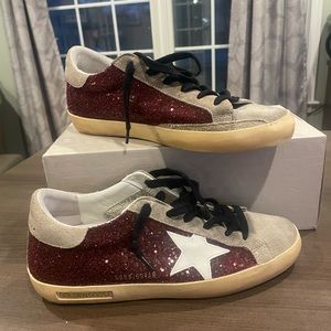 Golden Goose Super Stars size 40 wine glitter *rare*